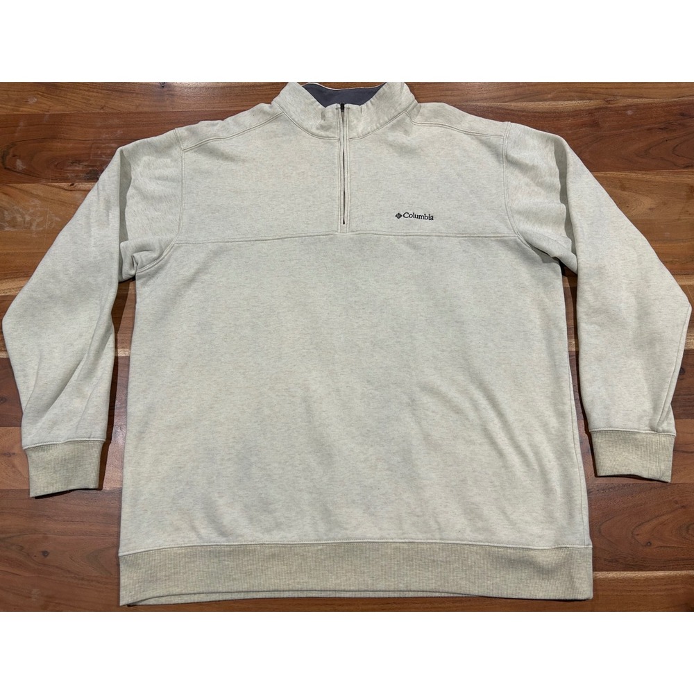 Columbia Mens XXL Quarter Zip Fleece Pullover Sweatshirt Oatmeal AM6771 Heather